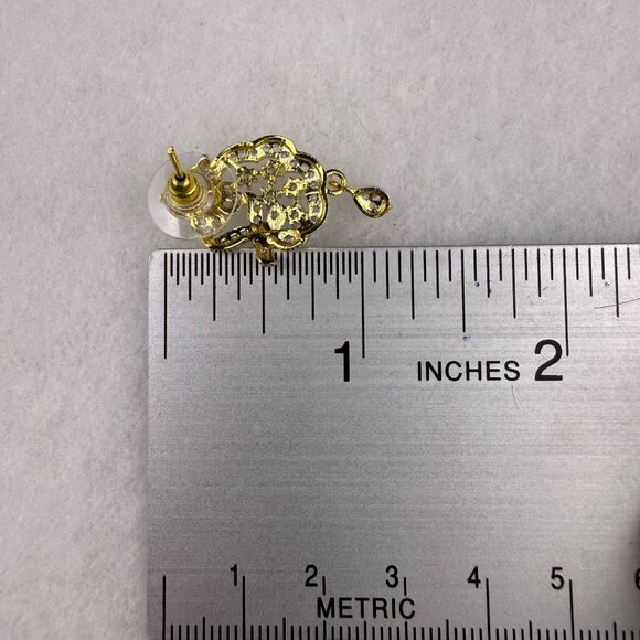 Assembled Crystal Pendant & Earrings Jewelry Set Gold Tone With Rhintone - Picture 7 of 7